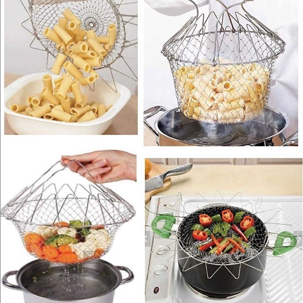 Collapsable Multi Use Stainless Colander Basket - Picture 11 of 12